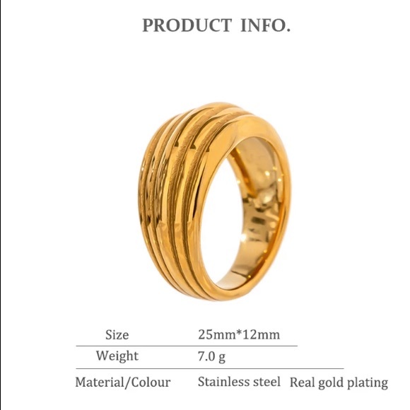 ❤️18K gold plated reeds ring - Picture 3 of 7